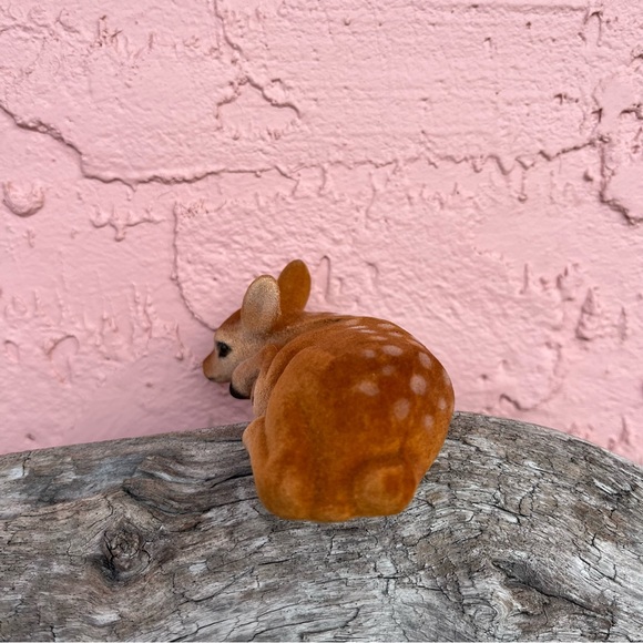 Vintage Flocked Deer Fawn Doe Christmas Hong Kong - Picture 4 of 8